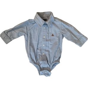 Baby Gap Infant Boy Button Down Dress Shirt Blue 3-6 M